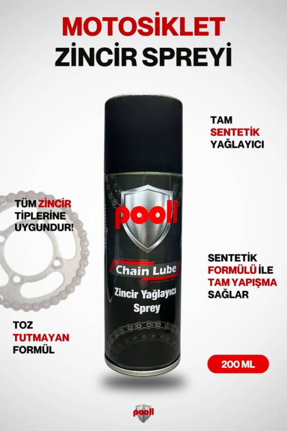 Pooll Bisiklet - Motosiklet Zincir Yağlayıcı Sprey 200 ML - 1