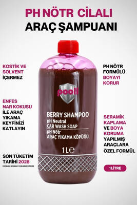 Pooll Cilalı Oto Şampuanı Ph Nötr Araba Şampuanı 1 Litre Konsantre 1/128 Oran