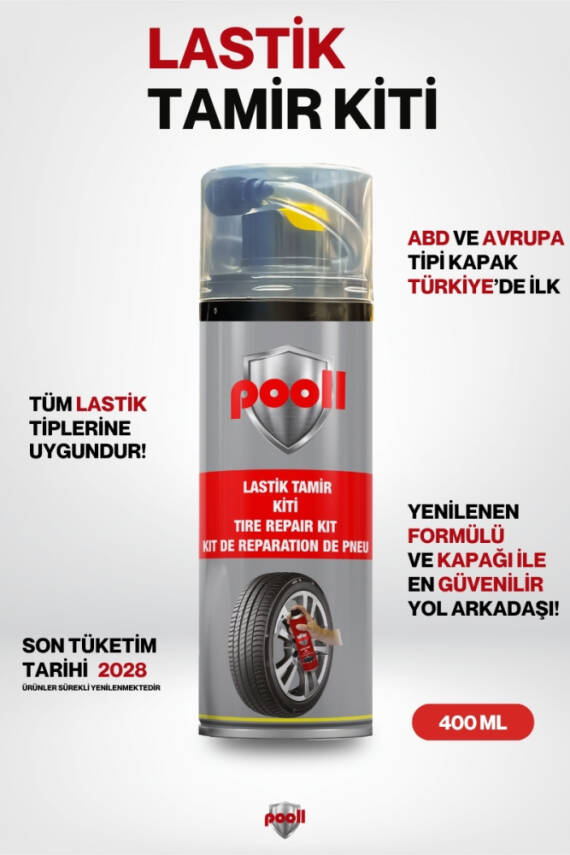Pooll Lastik Tamir Kiti 400 ML Lastik Şişirme Kiti - 1